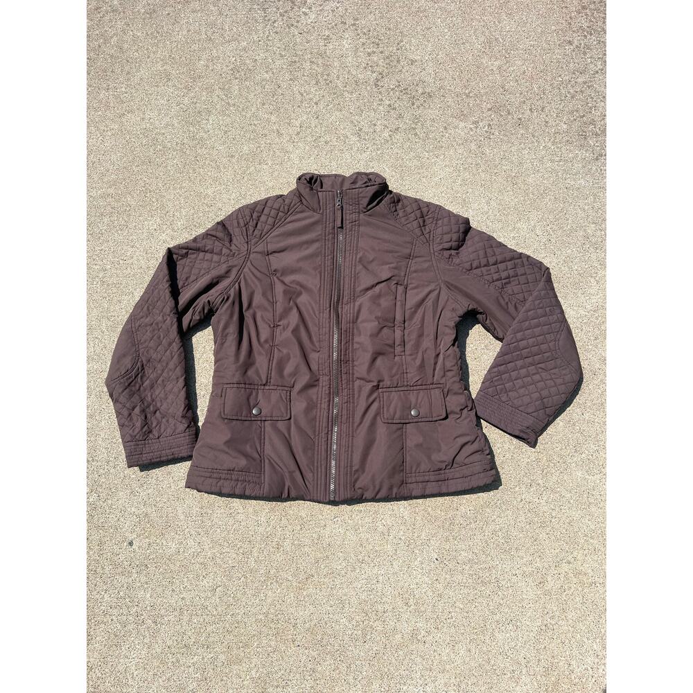 Vtg Van Heusen Quilted Barn Jacket M Chocolate Brown Gorpcore Chore Coat Utility